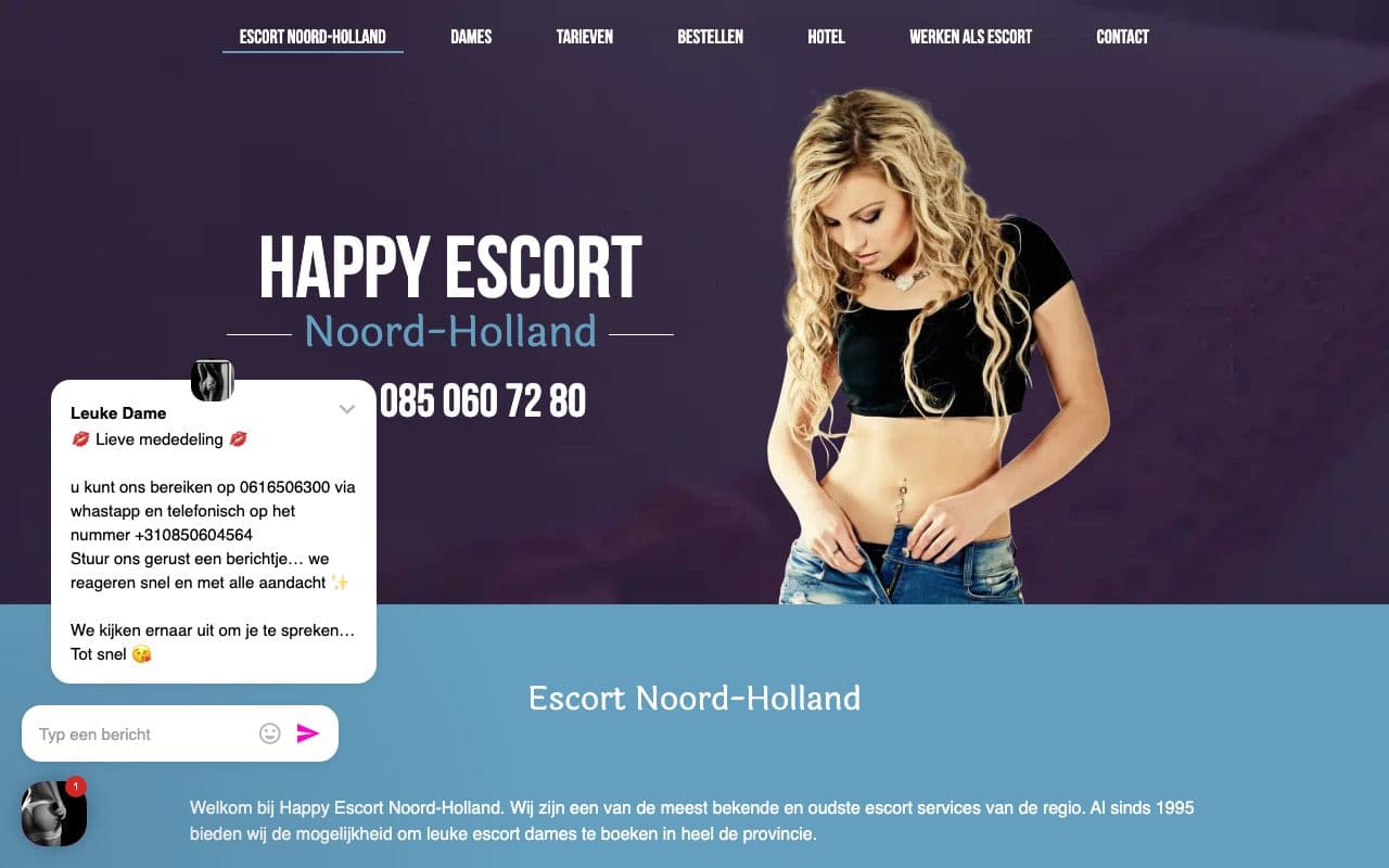 Happy Escort Noord-Holland — Escort service actief in heel Noord-Holland.