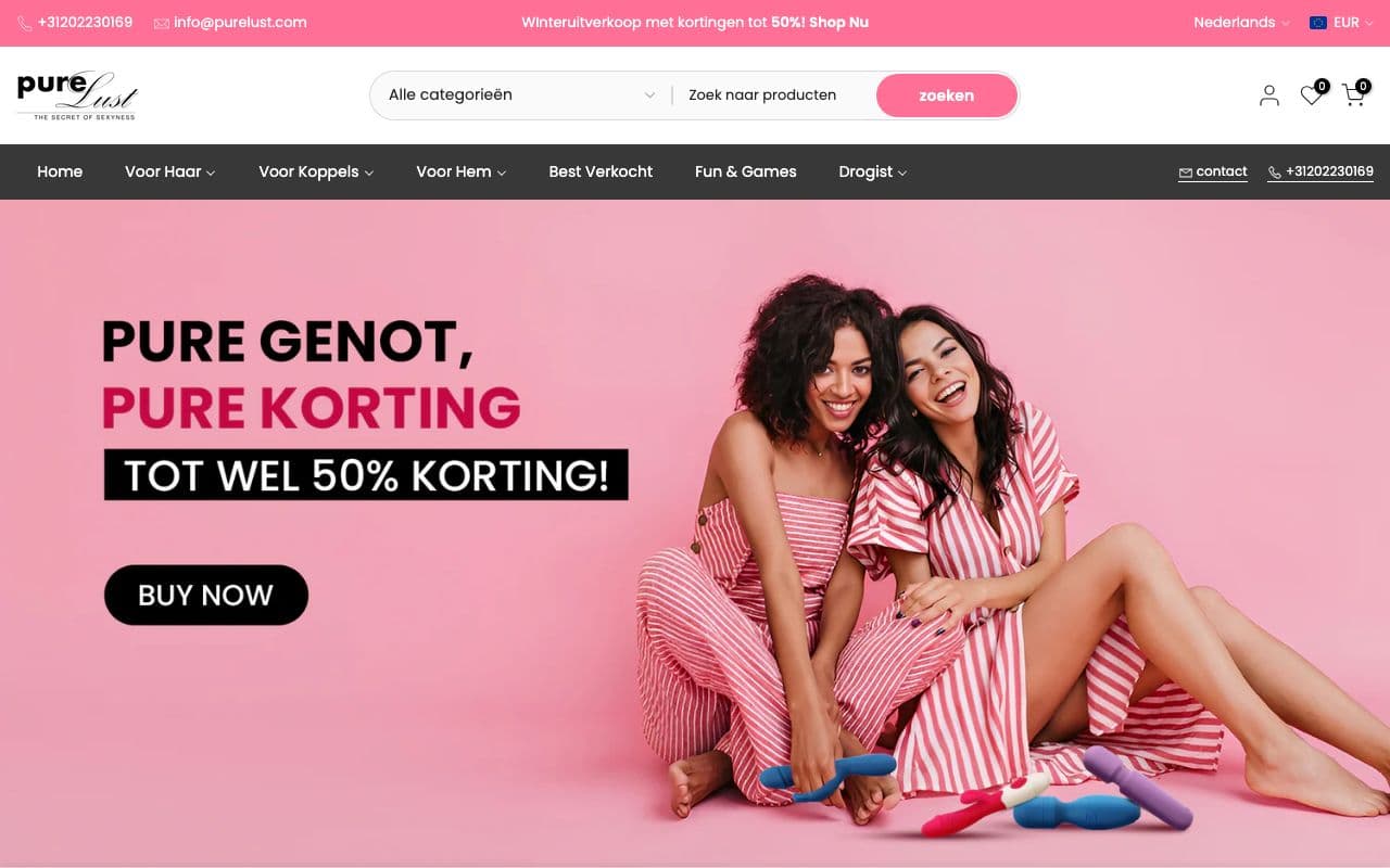 Pure Lust — Vrouwvriendelijke erotiekwinkel met vier vestigingen in Amsterdam voor lingerie en speeltjes.