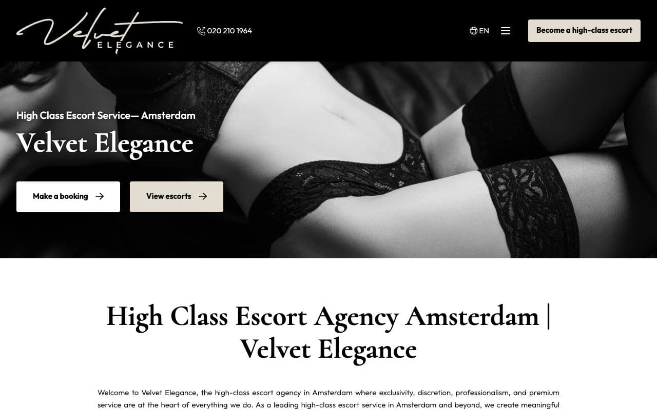 Velvet Elegance — High class escortbureau actief in Utrecht en heel Nederland met verfijnde begeleiding.